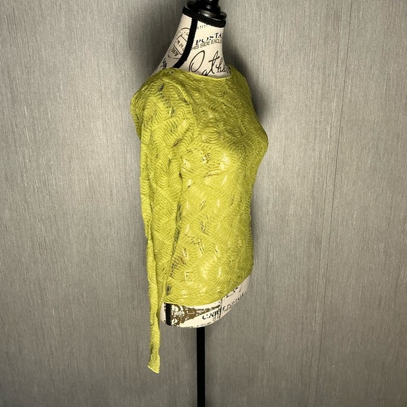 Zara Lime Green Textured Sheer Top Size Small - Picture 3 of 9